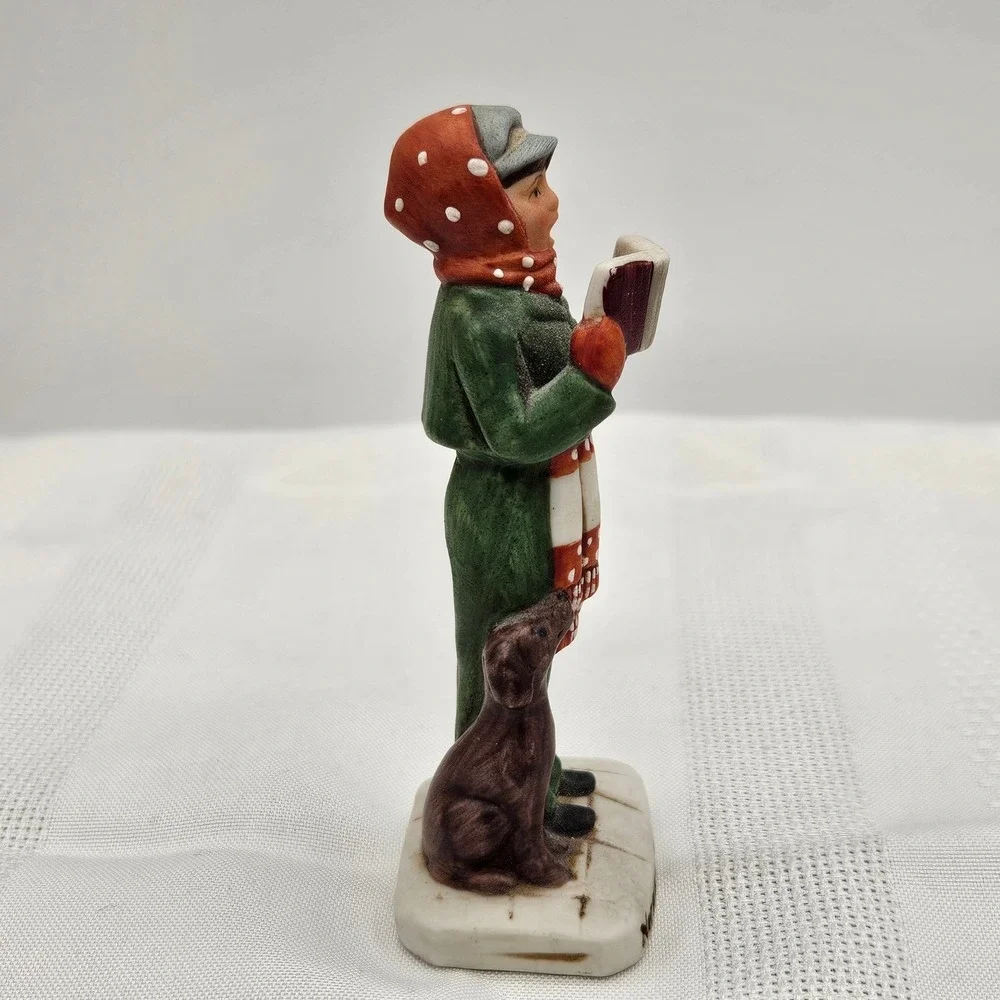 Norman Rockwell The Caroler NR-203 Christmas‎ Boy Dog Figurine 1979 SEP